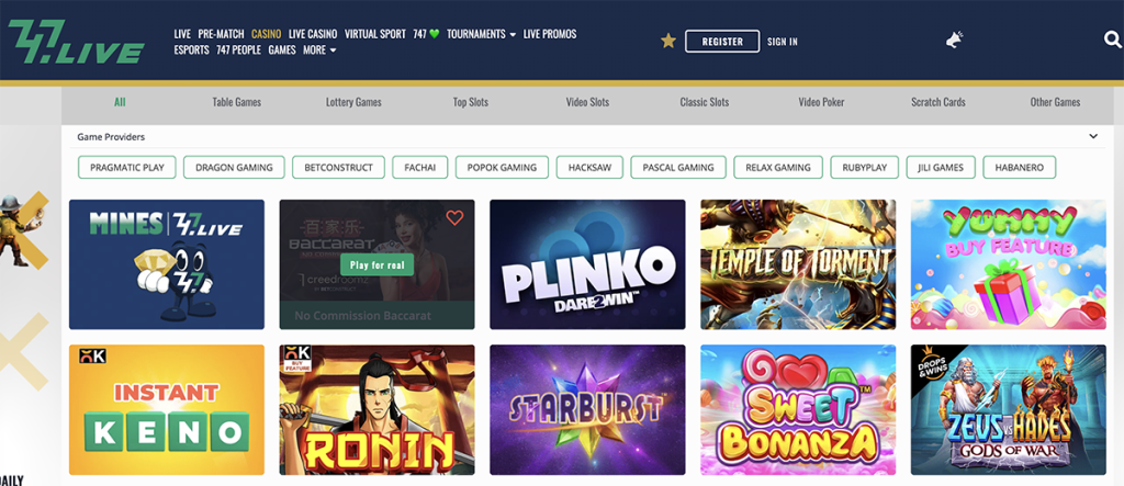 747 Live Casino Games & Offers