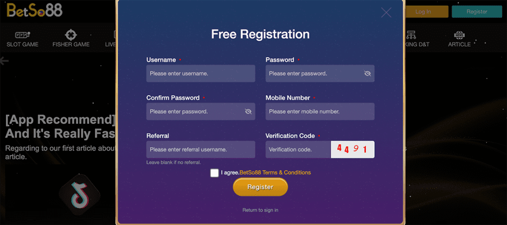 Sign-Up, Deposit, and Withdrawals at Betso88